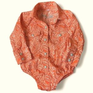 Sherry Cervi by Resistol western onesie with turquoise snaps size 6 months